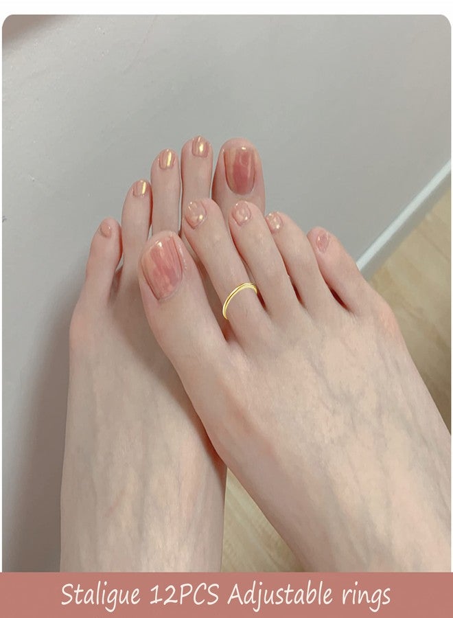 Staligue 20pcs Adjustable Toe Rings Set for Women Fingers Joint Tail Summer Beach Arrow Flower Open Rings Foot Jewelry (Golden) - Image 3
